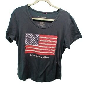 General Standard American Flag Graphic Tee Medium Navy Blue Patriotic Americana